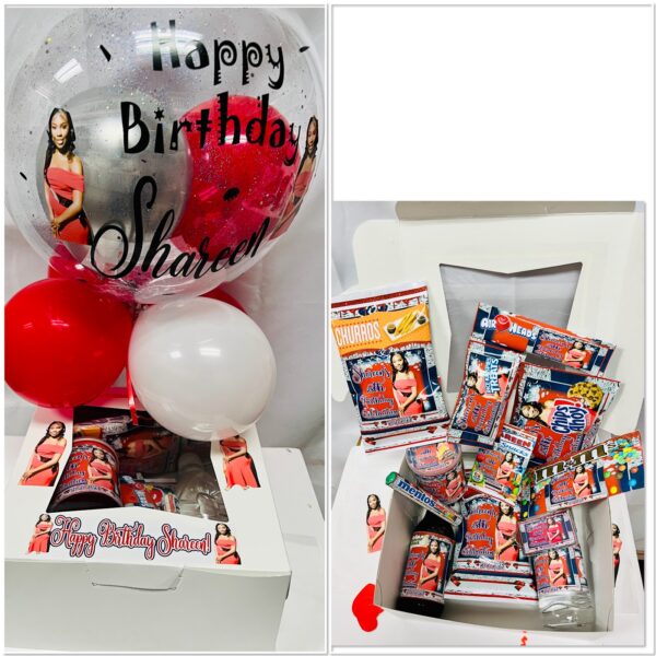 FULLY PERSONALIZED GIFT BOX WITH BUBBLE BALLOON Snack Gift Box