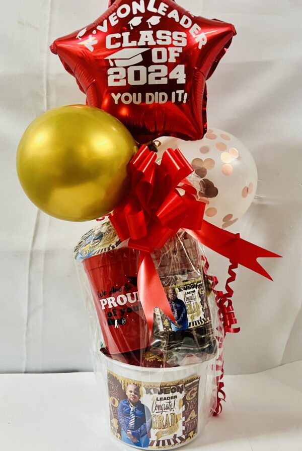 IMG_1700 Graduation Personalized Bucket with Graduation Foil Balloon