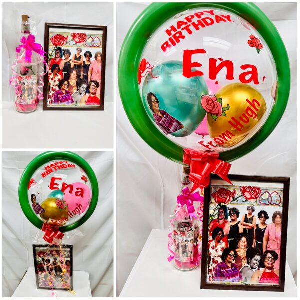 Personalized Frame, Bubble Balloon, Lighted Rose Bottle & Keychain Mother's Day Gift