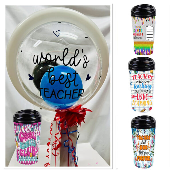 Teacher Personalized Acrylic Tumbler With Personalized Bubble Balloon Teacher Gift