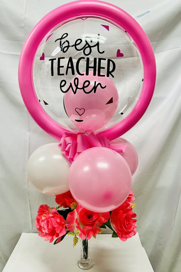 Teacher Personalized Floral Bubble Balloon Bouquet Teacher Balloon Bouquet