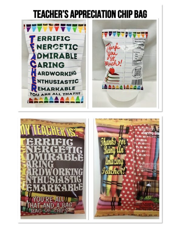 Teacher's Appreciation Theme Chip Bag Teacher Gift