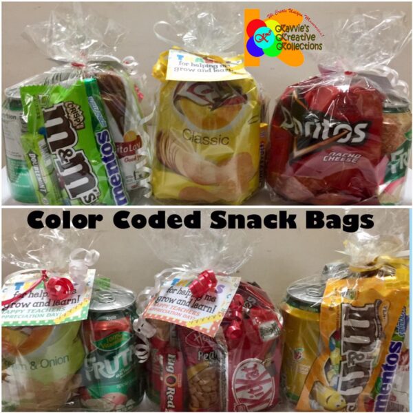 Teacher's Color Coded Snack Bag Teacher's Gift