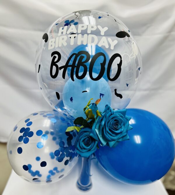 bubble ballon bouquet with flowers Personalized Bubble Balloon Floral Bouquet