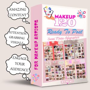 120 Ready-to-Post Makeup Social Media Infographics Bundle for Beauty Enthusiasts, Influencers, and Makeup Artists