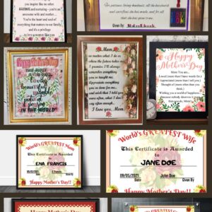 Personalized Certificate and Word Frames