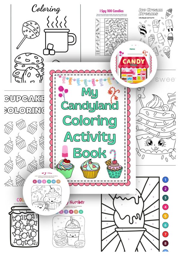 My Candyland Coloring Activity Book Mockup coloring book