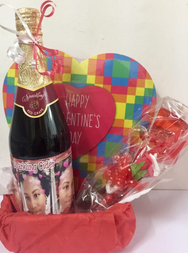 Personalized LARGE CIDER, CANDLE & LARGE BOX of CHOCOLATES Gift Basket Valentine Gifts