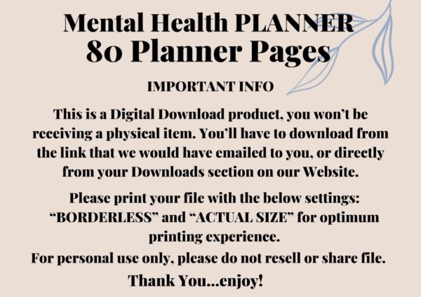 A Comprehensive Mental Health Planner | Mental Health Planner | Printable Mental Health Planner | Mental Health Journal | Digital Planner