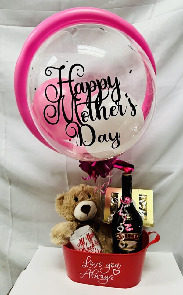 baileys_personalized_wineglass_teddy_bear_ferrero_rocher_chocolate Mother's Day Gift Basket