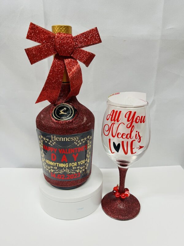 Hennessy and wineglass Glitter Hennessy and wineglass