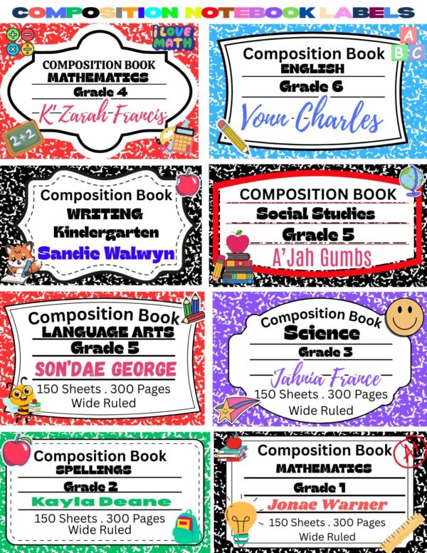Personalized Composition Notebook Labels